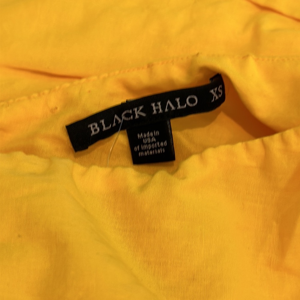 Black Halo Atlas Yellow Banana One Shoulder Bow Cut Out Midi Dress Vacation XS - Picture 7 of 11